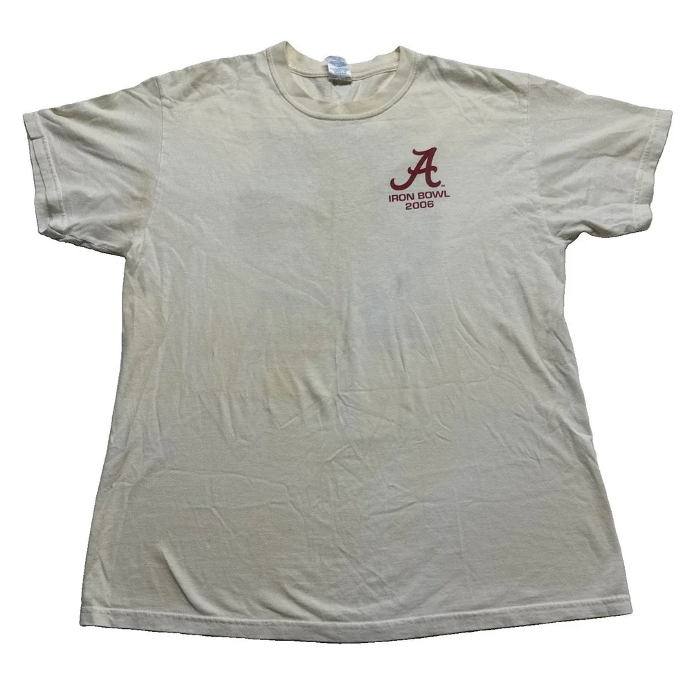 VTG 2006 Alabama Crimson Tide L T-Shirt Iron Bowl Score Big Al Mascot UA